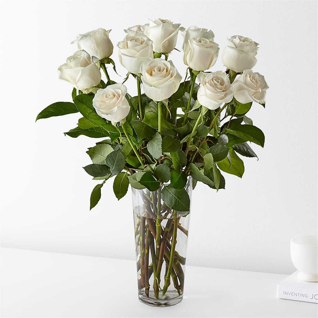 Long Stem White Rose Bouquet – BUZ N' BEE FLORIST GIFT & NURSERY, Clinton LA