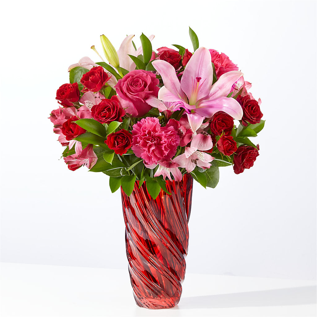 In Love Bouquet with Luxe Swirl Vase – BUZ N' BEE FLORIST GIFT & NURSERY, Clinton LA