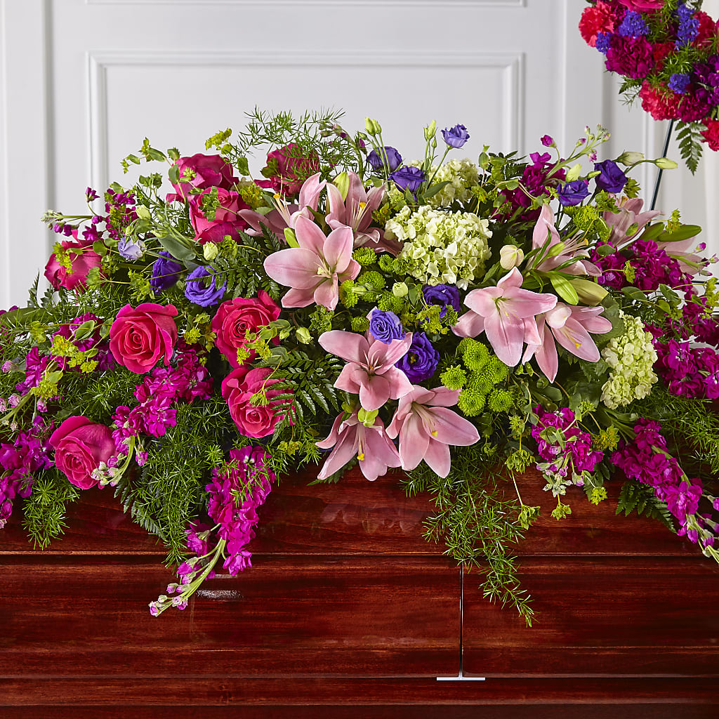 Radiant Tribute Casket Spray – BUZ N' BEE FLORIST GIFT & NURSERY, Clinton LA