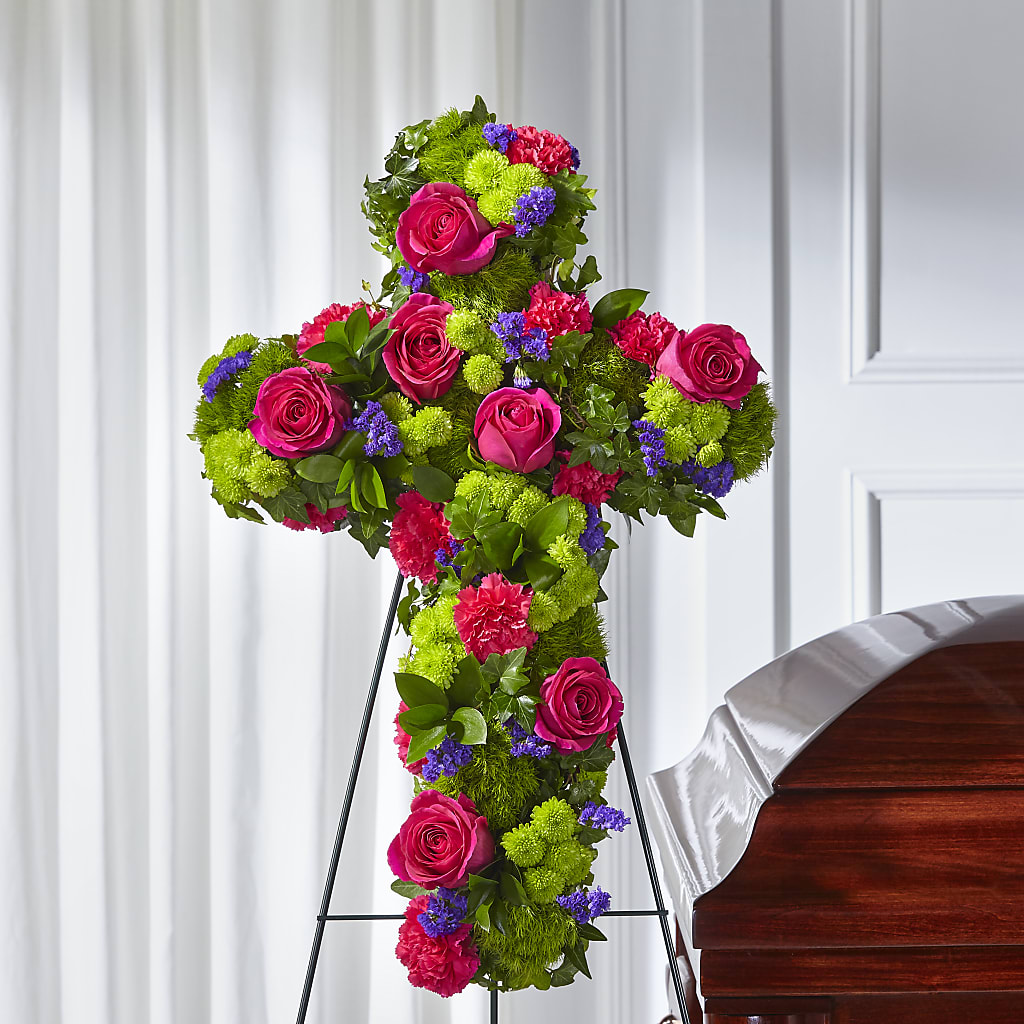 Tribute Rose Floral Cross – BUZ N' BEE FLORIST GIFT & NURSERY, Clinton LA