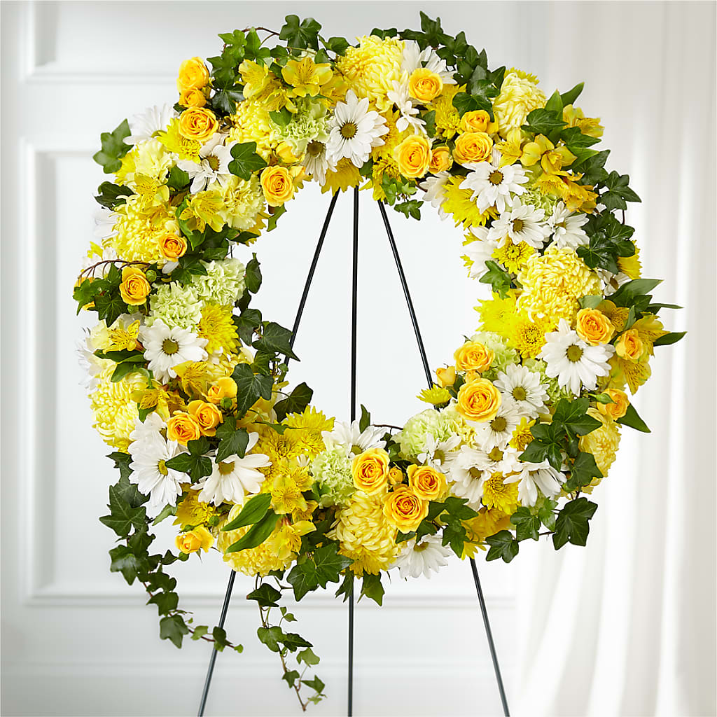 Golden Remembrance Wreath – BUZ N' BEE FLORIST GIFT & NURSERY, Clinton LA