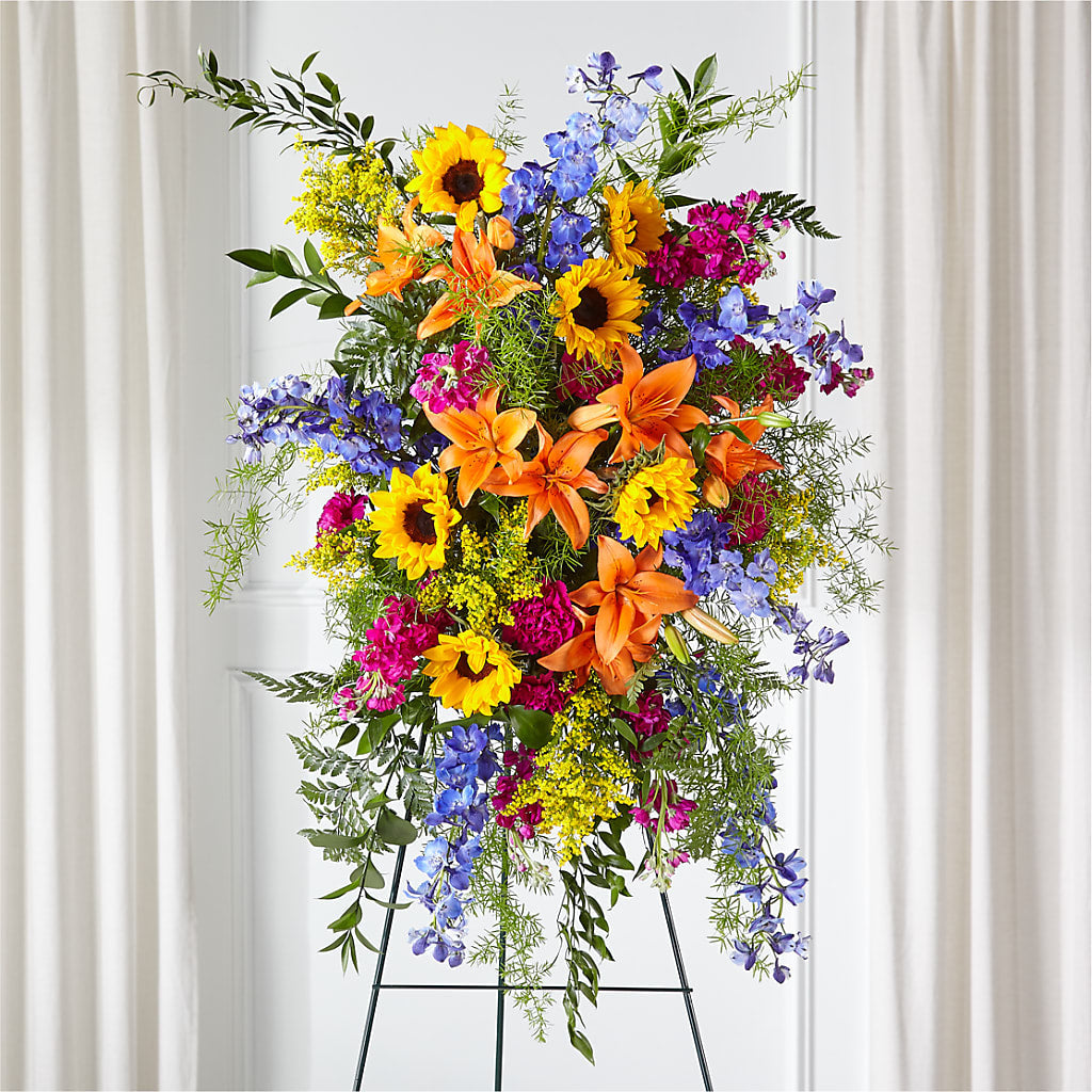 Sunlit Memories Standing Spray (Standard) – BUZ N' BEE FLORIST GIFT & NURSERY, Clinton LA