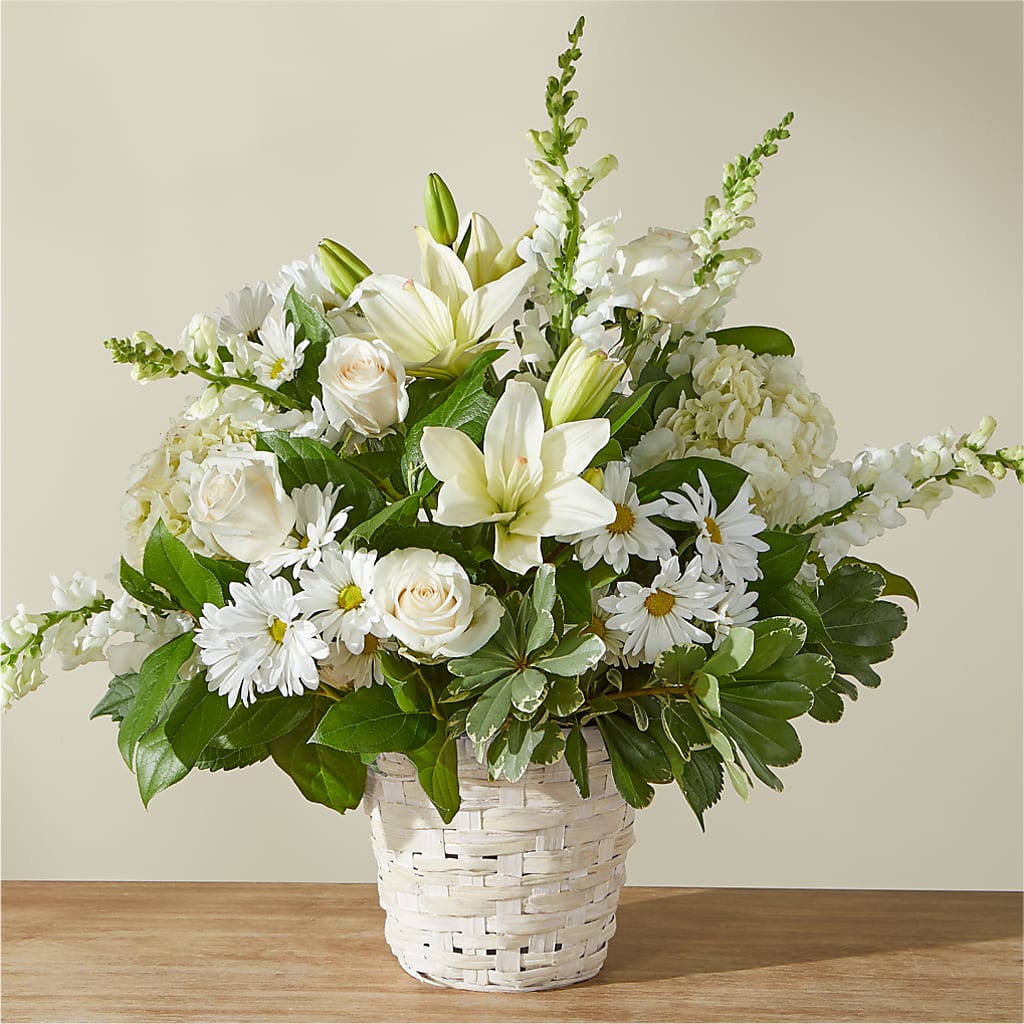 Ivory Elegance Floral Basket – BUZ N' BEE FLORIST GIFT & NURSERY, Clinton LA