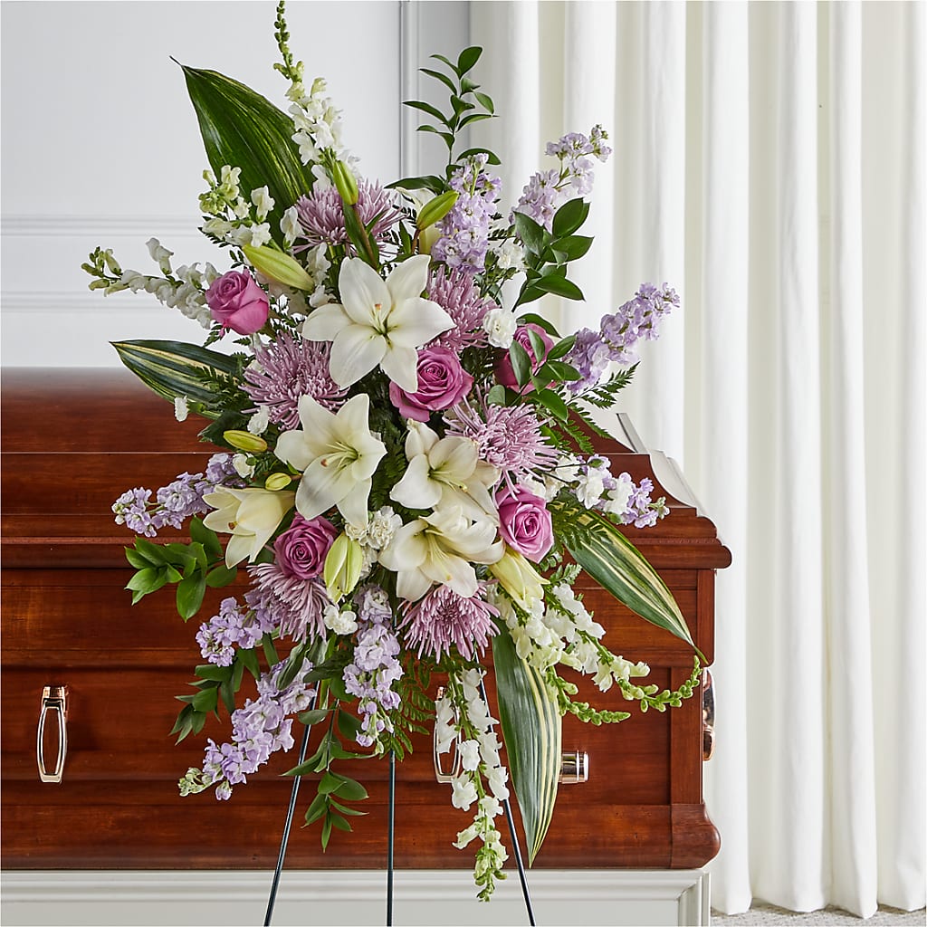 Grateful Hearts Standing Spray – BUZ N' BEE FLORIST GIFT & NURSERY, Clinton LA