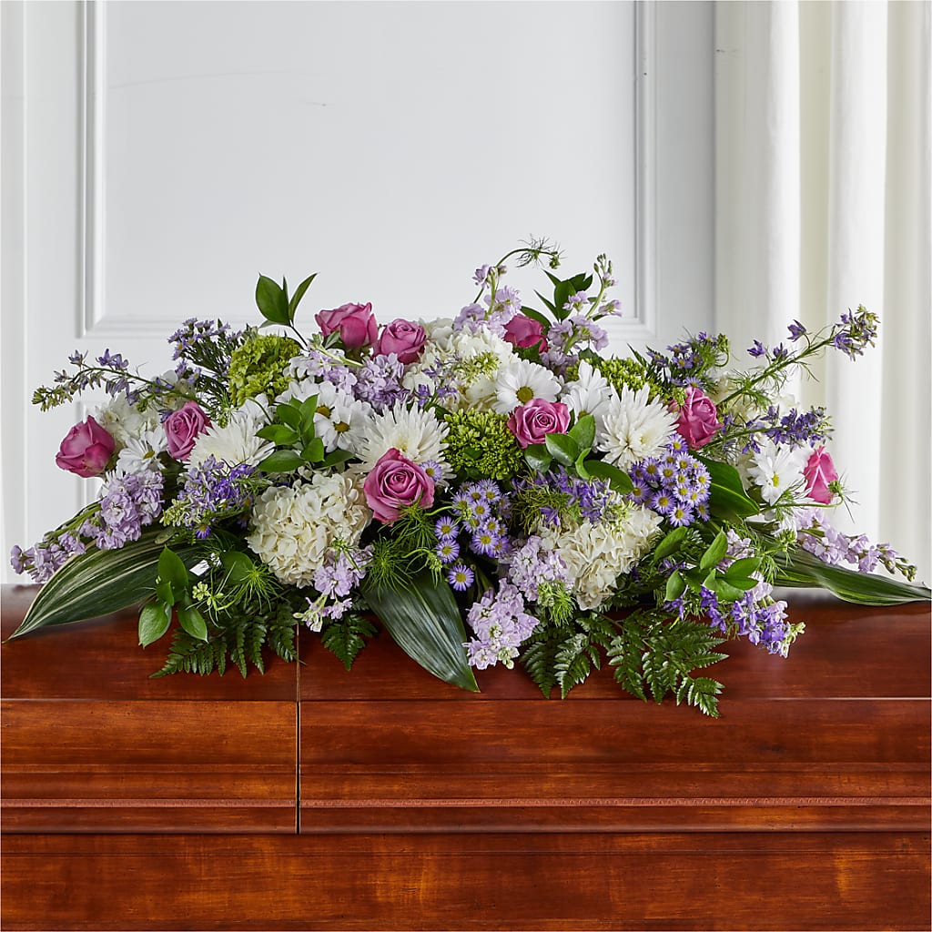 Meadows of Serenity Casket Spray – BUZ N' BEE FLORIST GIFT & NURSERY, Clinton LA