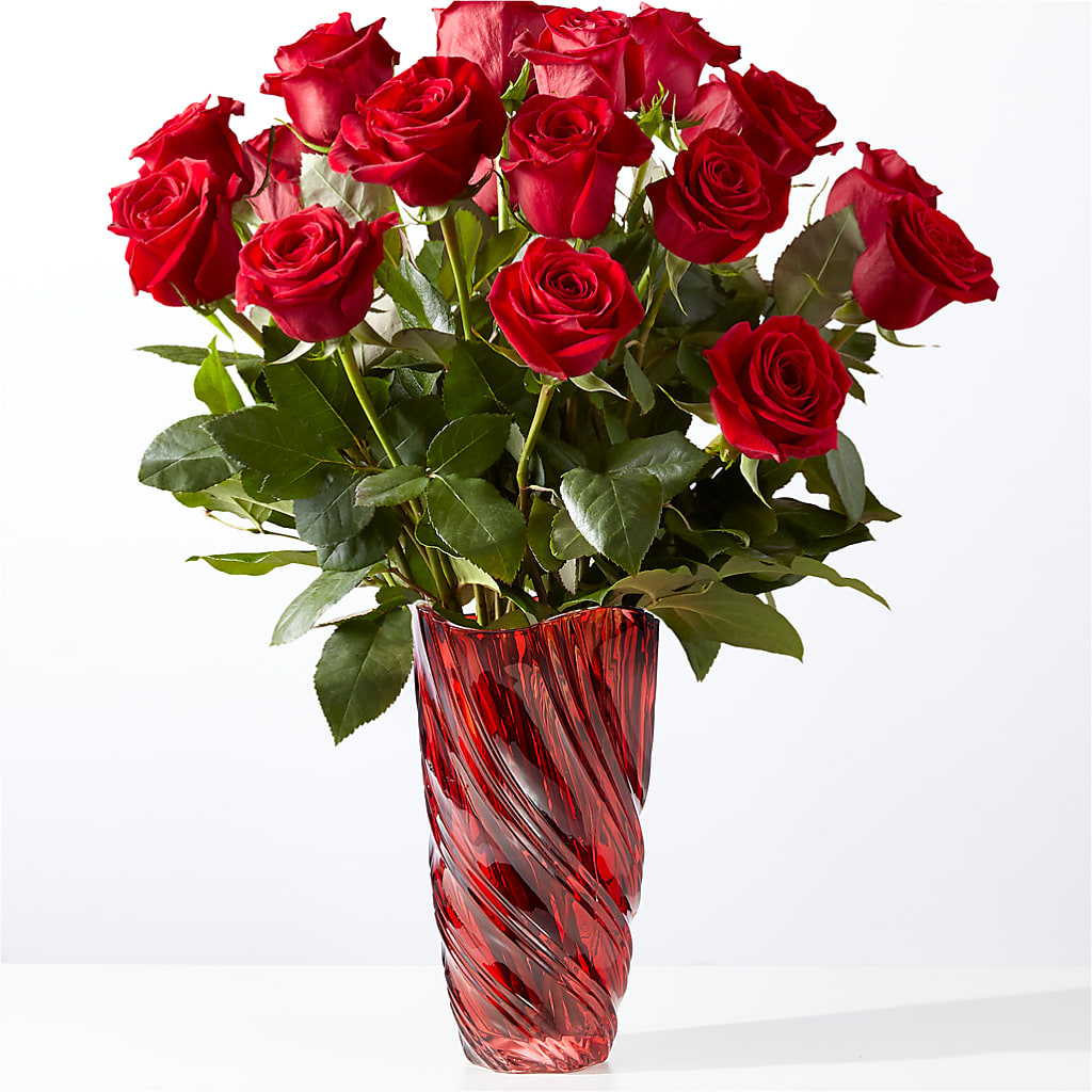 Classic Love Red Rose Bouquet with Luxe Swirl Vase – BUZ N' BEE FLORIST GIFT & NURSERY, Clinton LA