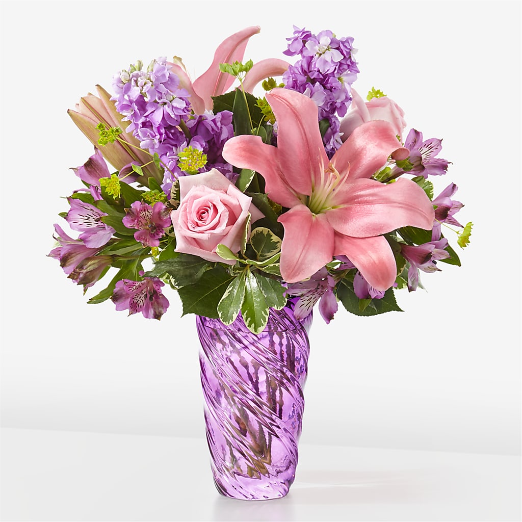 Precious Petals Bouquet with Luxe Swirl Vase – BUZ N' BEE FLORIST GIFT & NURSERY, Clinton LA