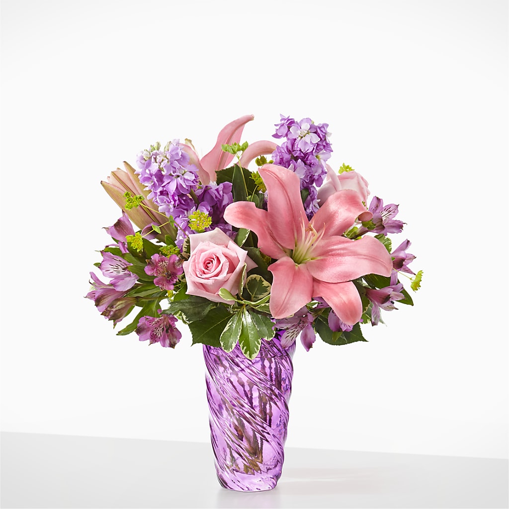 Precious Petals Bouquet with Luxe Swirl Vase – BUZ N' BEE FLORIST GIFT & NURSERY, Clinton LA