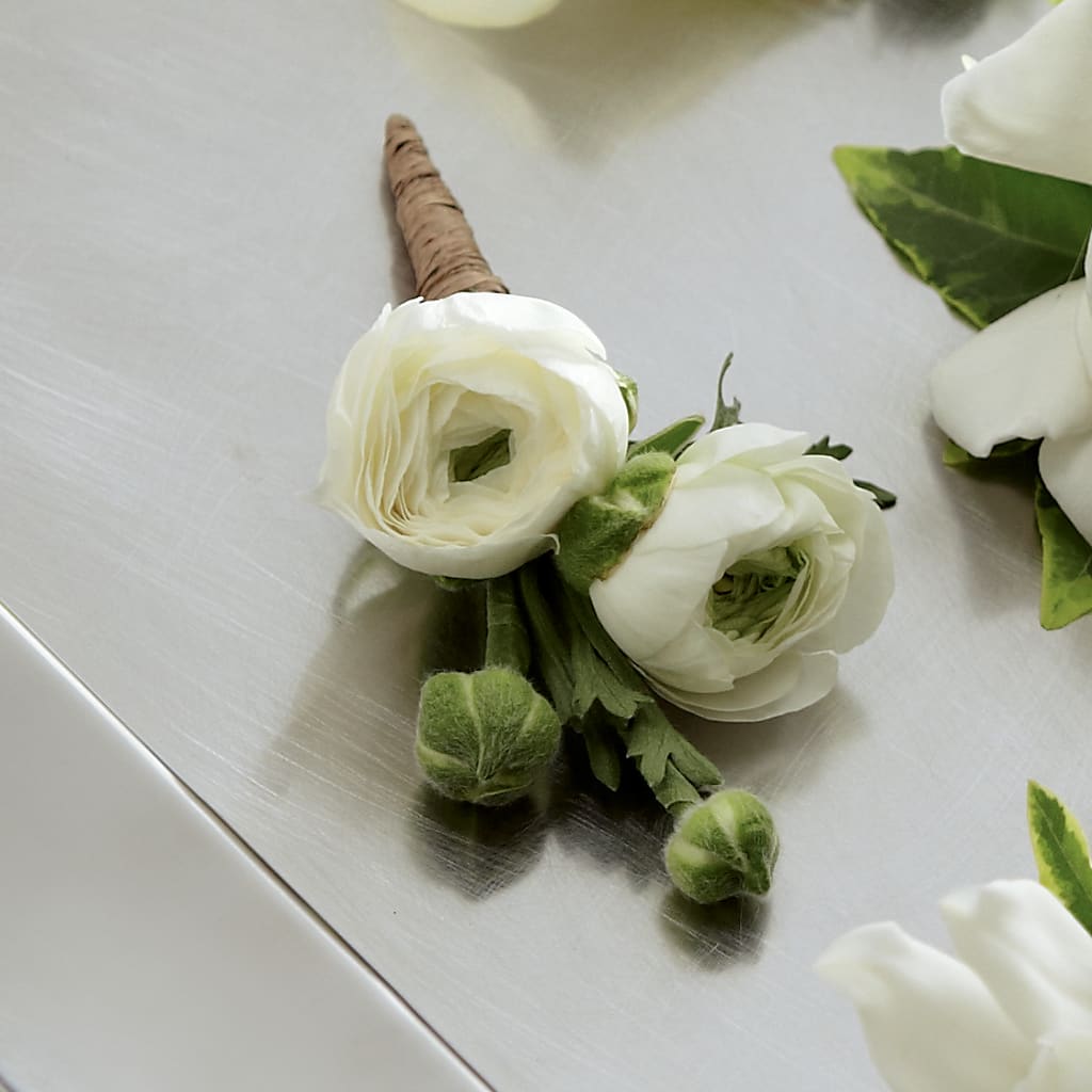 White Ranunculus Boutonniere – BUZ N' BEE FLORIST GIFT & NURSERY, Clinton LA