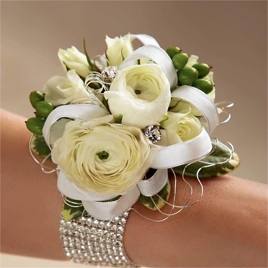 White Wedding Corsage – BUZ N' BEE FLORIST GIFT & NURSERY, Clinton LA