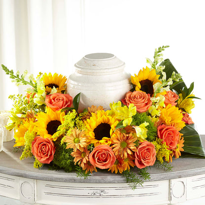 Faithful Sunflower Cremation Adornment – BUZ N' BEE FLORIST GIFT & NURSERY, Clinton LA
