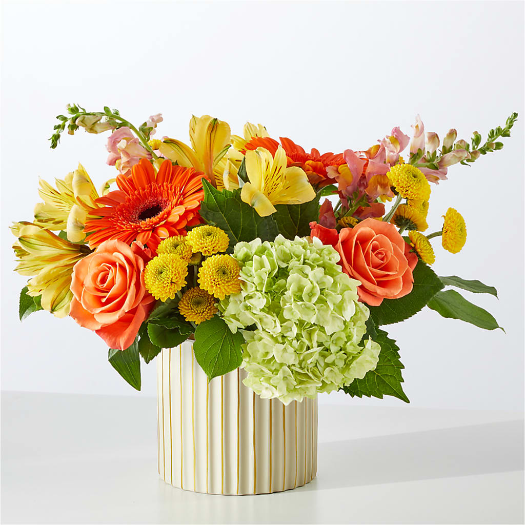 Autumn Sunshine Bouquet with Ivory Vase – BUZ N' BEE FLORIST GIFT & NURSERY, Clinton LA