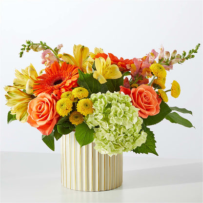 Autumn Sunshine Bouquet with Ivory Vase – BUZ N' BEE FLORIST GIFT & NURSERY, Clinton LA