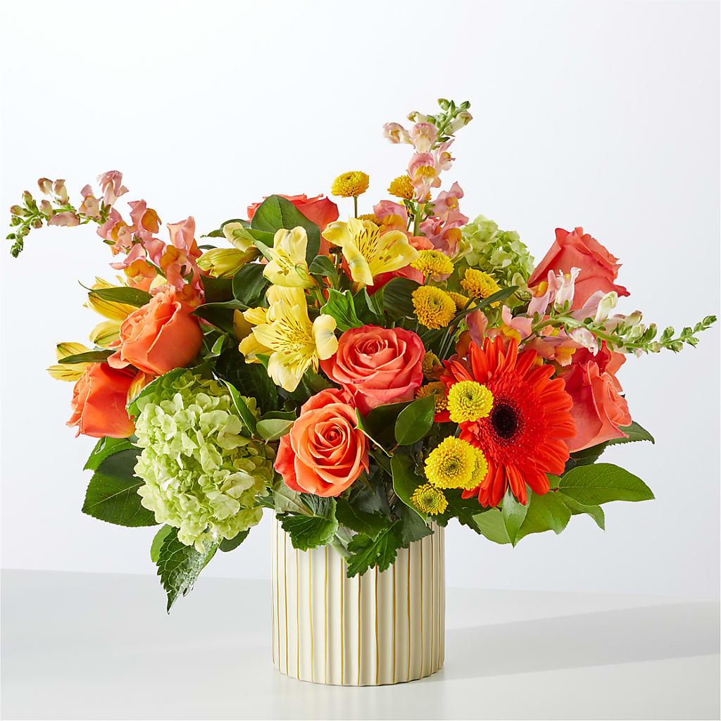 Autumn Sunshine Bouquet with Ivory Vase – BUZ N' BEE FLORIST GIFT & NURSERY, Clinton LA