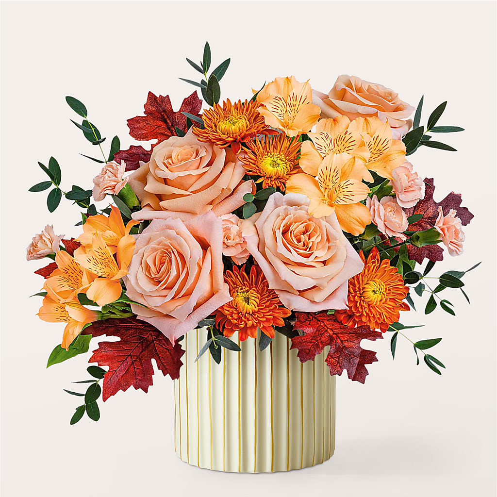 Spiced Latte Bouquet with Ivory Vase – BUZ N' BEE FLORIST GIFT & NURSERY, Clinton LA