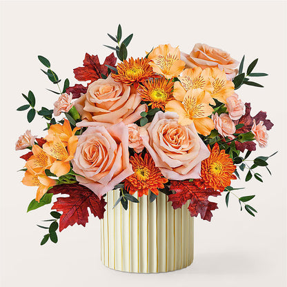 Spiced Latte Bouquet with Ivory Vase – BUZ N' BEE FLORIST GIFT & NURSERY, Clinton LA