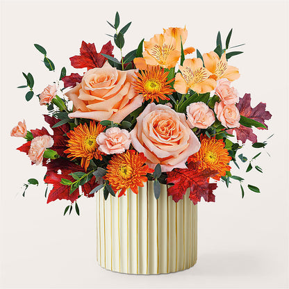 Spiced Latte Bouquet with Ivory Vase – BUZ N' BEE FLORIST GIFT & NURSERY, Clinton LA
